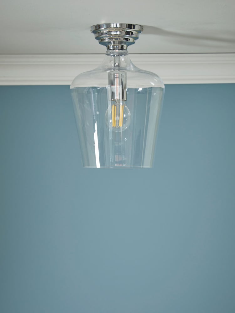 Laura Ashley Chrome Ockley Ceiling Flush Fitting Light - Image 2 of 6