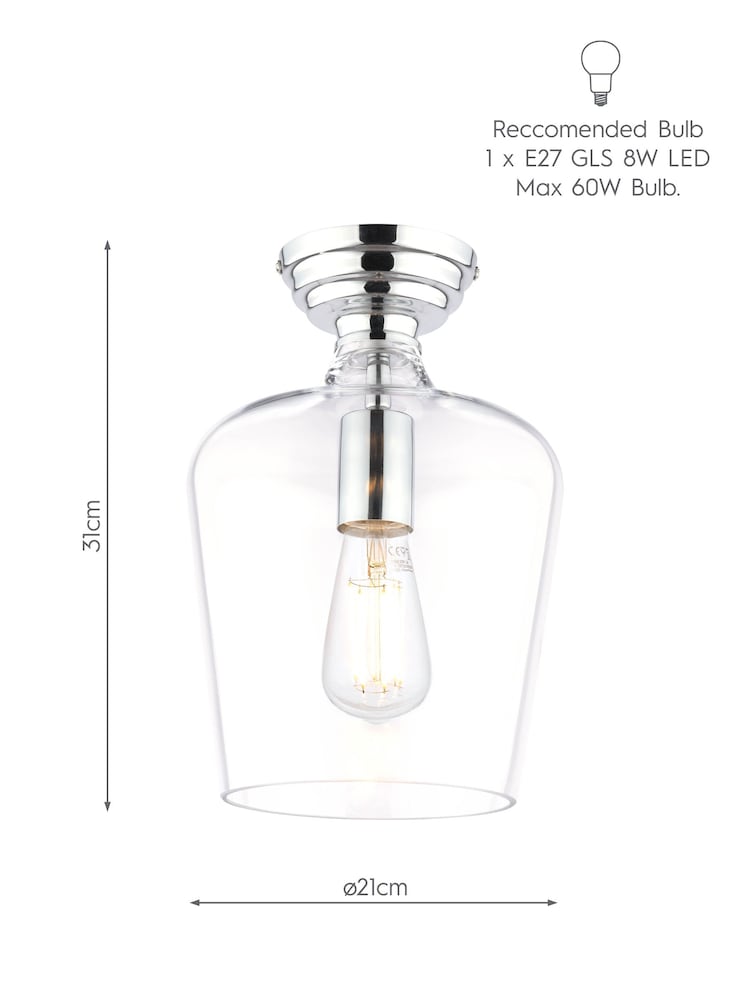 Laura Ashley Chrome Ockley Ceiling Flush Fitting Light - Image 6 of 6