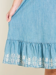 Brakeburn Blue 100% Cotton Darla Midi Dress - Image 3 of 4