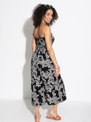 Pour Moi Black Strapless Shirred Bodice Crop Leg Beach Jumpsuit - Image 2 of 4