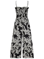 Pour Moi Black Strapless Shirred Bodice Crop Leg Beach Jumpsuit - Image 3 of 4
