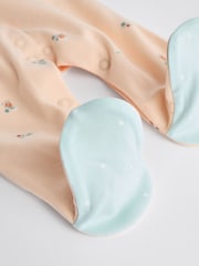 Cream/Blue Baby Collared 100% Cotton Sleepsuit (0mths-2yrs) - Image 10 of 13