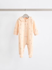 Cream/Blue Baby Collared 100% Cotton Sleepsuit (0mths-2yrs) - Image 4 of 13
