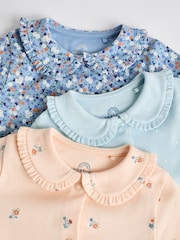 Cream/Blue Baby Collared 100% Cotton Sleepsuit (0mths-2yrs) - Image 8 of 13