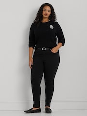 Lauren Ralph Lauren Curve Montiva Cable Knit Logo 100% Cotton Jumper - Image 3 of 9