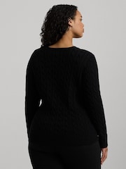 Lauren Ralph Lauren Curve Montiva Cable Knit Logo 100% Cotton Jumper - Image 4 of 9