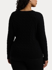 Lauren Ralph Lauren Curve Montiva Cable Knit Logo 100% Cotton Jumper - Image 6 of 9