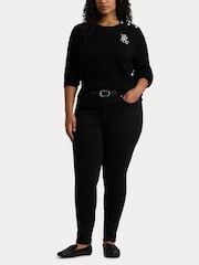 Lauren Ralph Lauren Curve Montiva Cable Knit Logo 100% Cotton Jumper - Image 8 of 9