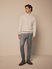 Brown Slim Tapered Fit Textured Side Adjuster Trousers - Image 2 of 11