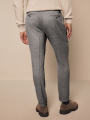 Brown Slim Tapered Fit Textured Side Adjuster Trousers - Image 3 of 11