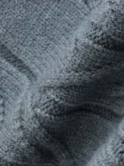 Blue Regular Fit Textured Stitch Jumper with Wool - Image 6 of 7