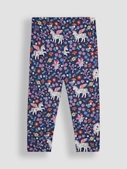 JoJo Maman Bébé Navy Blue Unicorn Floral 2-Pack Autumn Ditsy Floral Leggings - Image 3 of 7