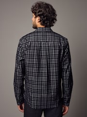 Black 100% Cotton Long Sleeve Corduroy Check Shirt - Image 3 of 8