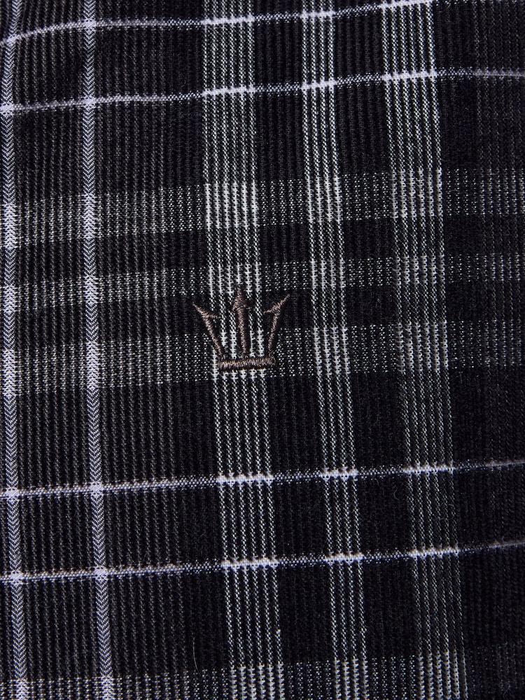 Black 100% Cotton Long Sleeve Corduroy Check Shirt - Image 8 of 8