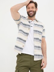 FatFace Blue Short Sleeve Milo Stripe Shirt - Image 1 of 5