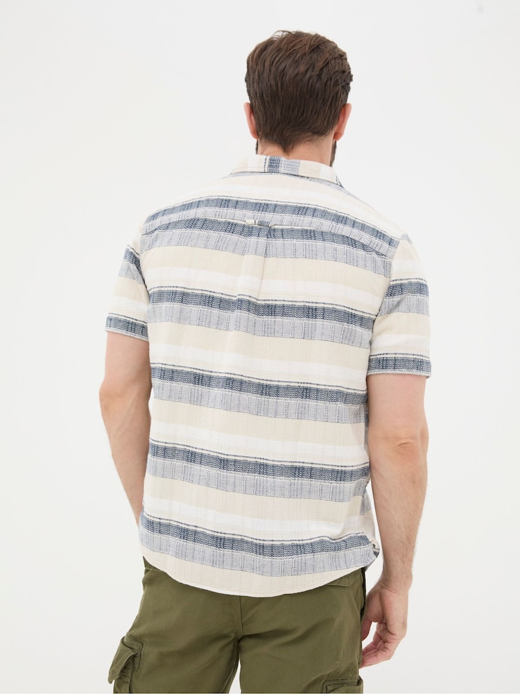 FatFace Blue Short Sleeve Milo Stripe Shirt - Image 2 of 5