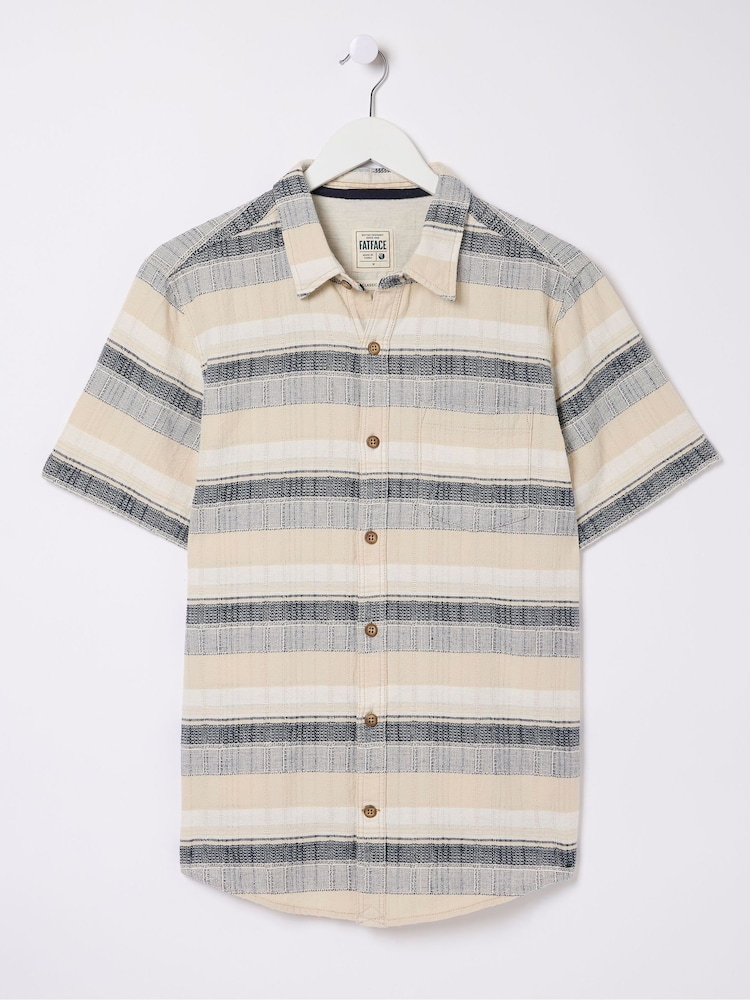 FatFace Blue Short Sleeve Milo Stripe Shirt - Image 5 of 5