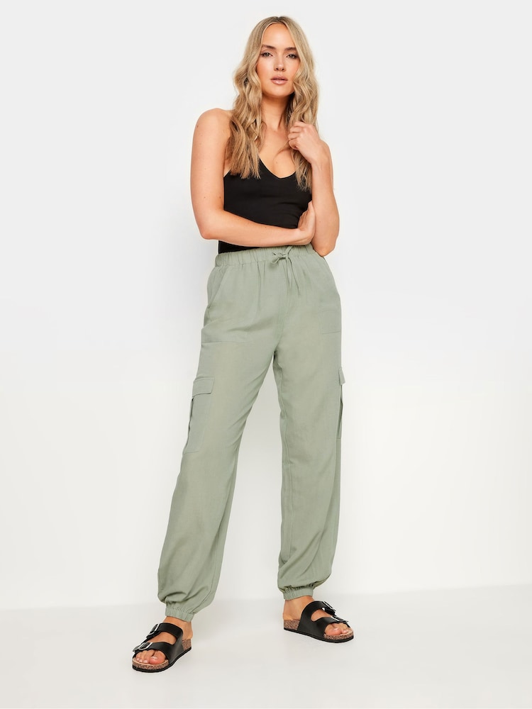 Long Tall Sally Green Linen Cargo Trousers - Image 1 of 9