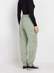 Long Tall Sally Green Linen Cargo Trousers - Image 2 of 9