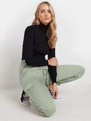 Long Tall Sally Green Linen Cargo Trousers - Image 3 of 9