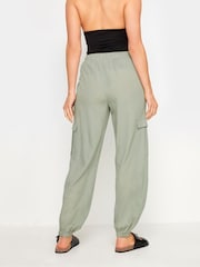 Long Tall Sally Green Linen Cargo Trousers - Image 7 of 9