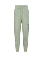 Long Tall Sally Green Linen Cargo Trousers - Image 9 of 9
