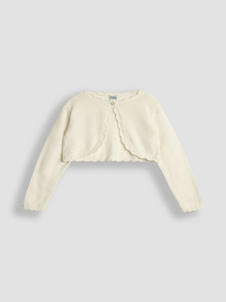 JoJo Maman Bébé Cream Lace Knit Bolero Cardigan - Image 1 of 3 JoJo Maman Bébé Cream Lace Knit Bolero Cardigan - Image 1 of 3