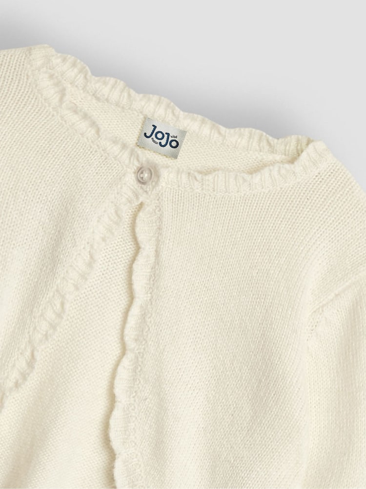 JoJo Maman Bébé Cream Lace Knit Bolero Cardigan - Image 3 of 3 JoJo Maman Bébé Cream Lace Knit Bolero Cardigan - Image 3 of 3