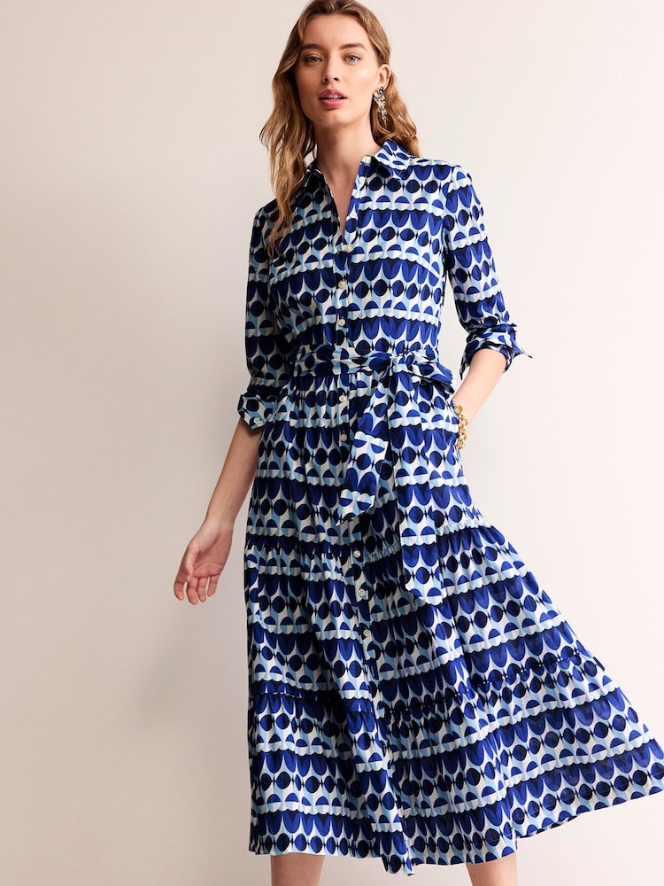 Boden Blue Flo Cotton Midi Shirt Dress - Image 2 of 6