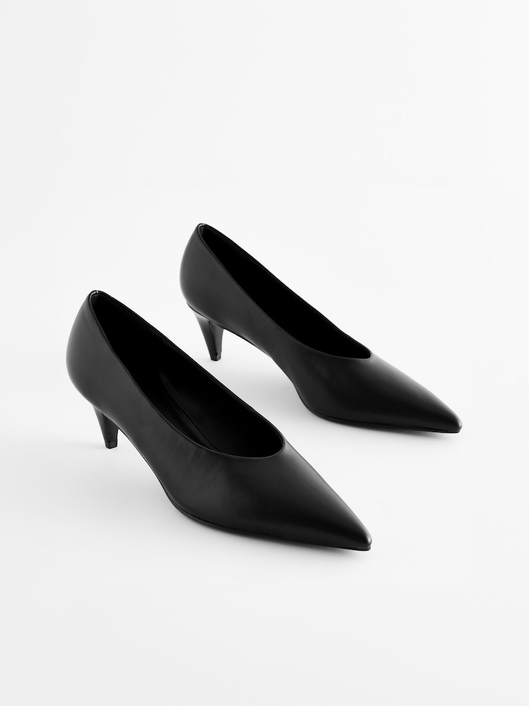 Black Forever Comfort® Point Toe Peg Kitten Heels - Image 5 of 8