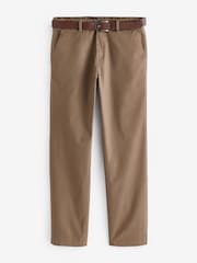 Navy Blue/Tan Brown Belted Soft Touch Chino Trousers 2 Pack - Image 10 of 14