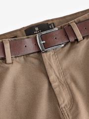 Navy Blue/Tan Brown Belted Soft Touch Chino Trousers 2 Pack - Image 12 of 14