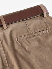 Navy Blue/Tan Brown Belted Soft Touch Chino Trousers 2 Pack - Image 13 of 14