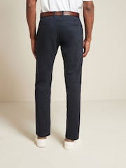 Navy Blue/Tan Brown Belted Soft Touch Chino Trousers 2 Pack - Image 3 of 14