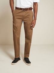 Navy Blue/Tan Brown Belted Soft Touch Chino Trousers 2 Pack - Image 4 of 14