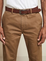 Navy Blue/Tan Brown Belted Soft Touch Chino Trousers 2 Pack - Image 7 of 14
