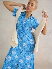 White Stuff Blue Rua Jersey Shirt Dress - Image 3 of 7