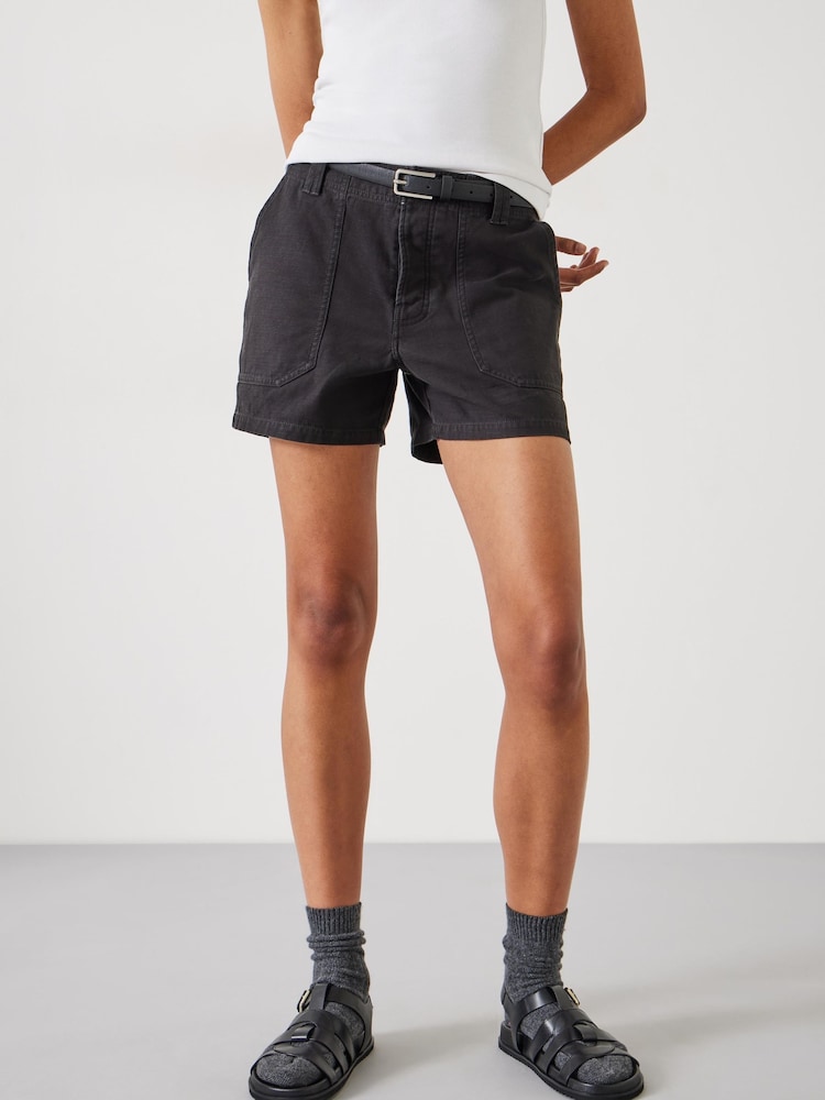 Hush Black Kia Washed 100% Cotton Shorts - Image 2 of 5 Hush Black Kia Washed 100% Cotton Shorts - Image 2 of 5