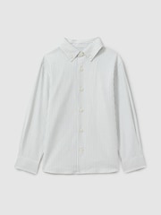 Reiss Green/Offwhite Welby 3-9 yrs Cotton Striped Oxford Shirt - Image 2 of 4