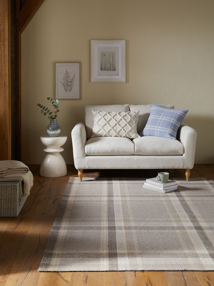Grey Barton Check Rug - Image 1 of 5