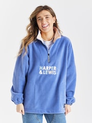 Harper & Lewis Blue Robin 1/4 Zip Polar Fleece - Image 1 of 8