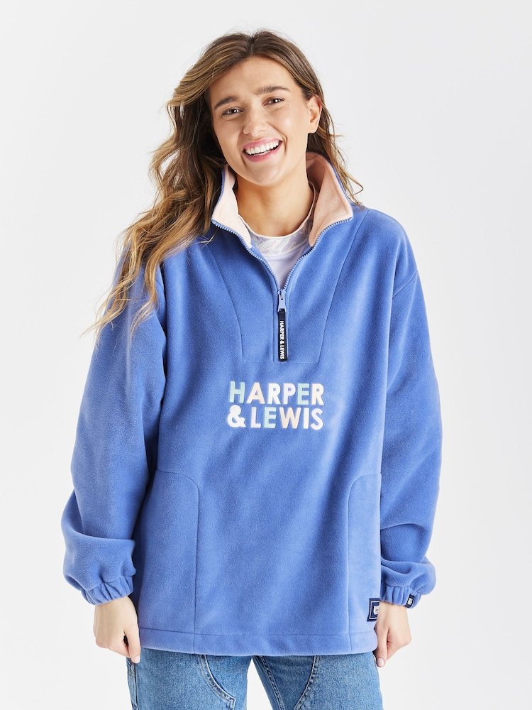 Harper & Lewis Blue Robin 1/4 Zip Polar Fleece - Image 1 of 8