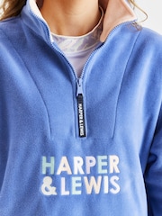 Harper & Lewis Blue Robin 1/4 Zip Polar Fleece - Image 3 of 8