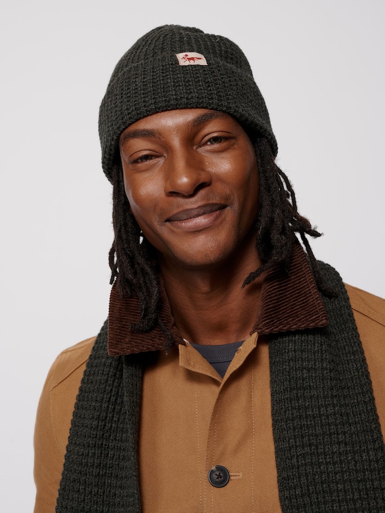Aubin Khaki Fenby Waffle Wool Beanie - Изображение 1 из 2
