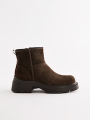 Brown Forever Comfort® Suede Square Toe Shearling Boots - Image 1 of 6