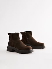 Brown Forever Comfort® Suede Square Toe Shearling Boots - Image 2 of 6