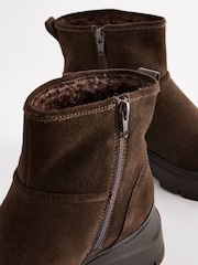 Brown Forever Comfort® Suede Square Toe Shearling Boots - Image 3 of 6