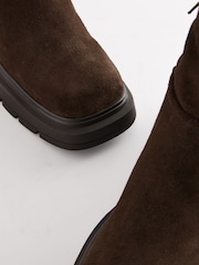 Brown Forever Comfort® Suede Square Toe Shearling Boots - Image 4 of 6