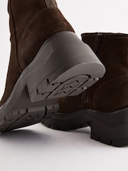 Brown Forever Comfort® Suede Square Toe Shearling Boots - Image 5 of 6