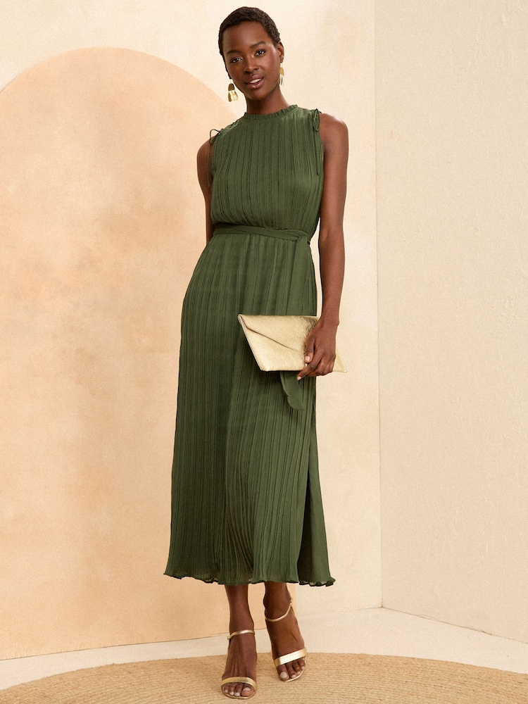 Love & Roses Sleeveless Pleated Belted Midaxi Dress - Image 4 of 4 Love & Roses Sleeveless Pleated Belted Midaxi Dress - Image 4 of 4